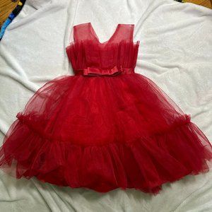 Red Formal Flower Girl Holiday Bow Dress Girls Size 4T